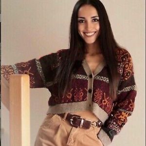ZARA KNIT JACQUARD JACKET NWT